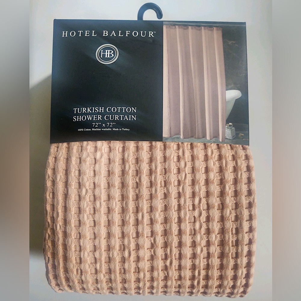 🎁Hotel Balfour Shower Curtain - Cotton - 72”x72” - Peach Rose Waffle